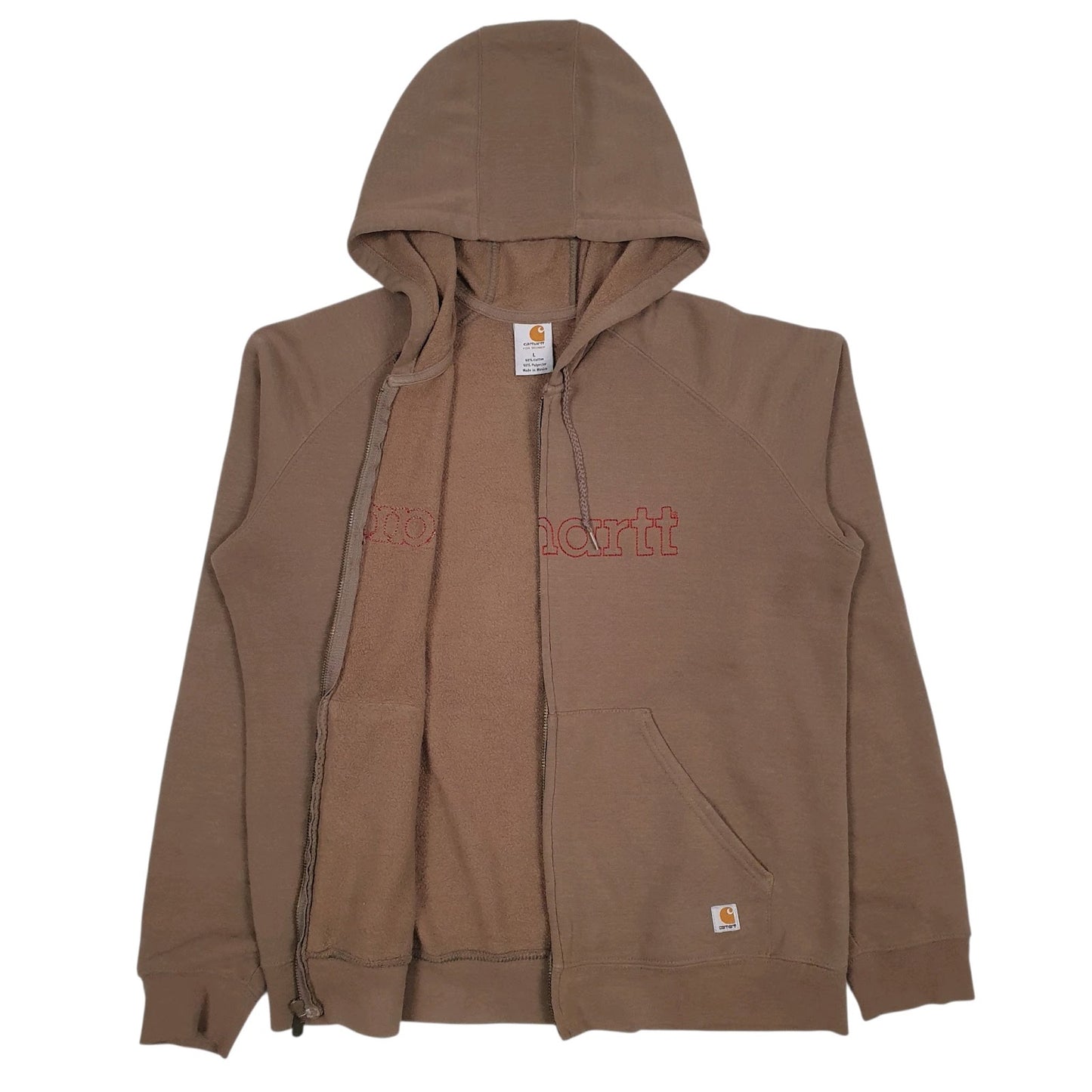 Womens Brown Carhartt Spellout Full Zip Jumper