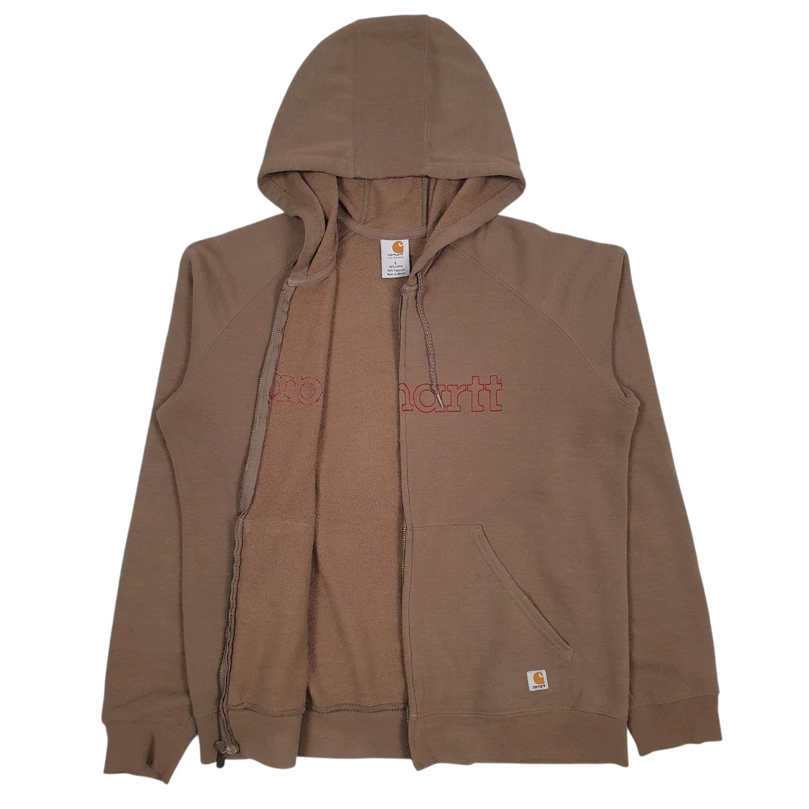 Womens Brown Carhartt Spellout Full Zip Jumper
