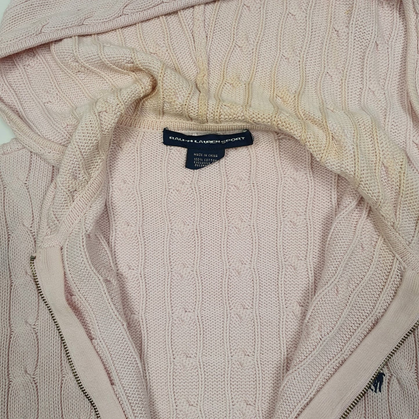 Womens Pink Polo Ralph Lauren Sport Cable Knit Hoodie Full Zip Jumper