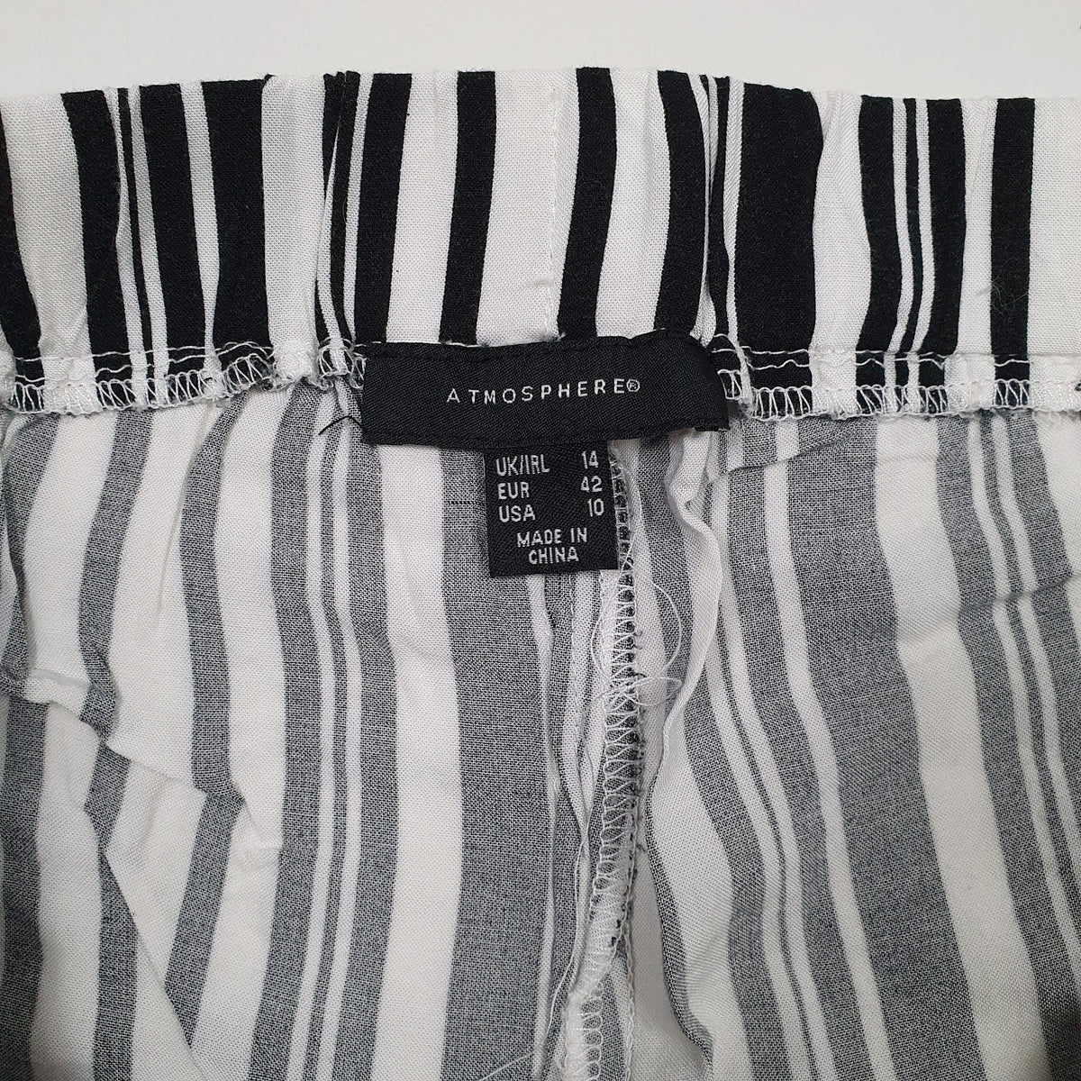 Womens Black Atmosphere Striped Stretch Lightweight  Trousers