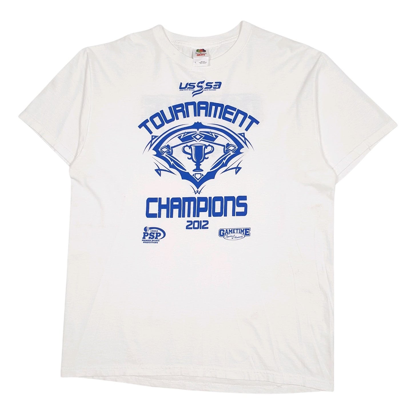Mens White Fruit Of The Loom USSA Tournament Champions Short Sleeve T Shirt