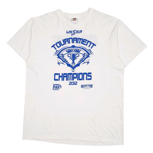 Mens White Fruit Of The Loom USSA Tournament Champions Short Sleeve T Shirt