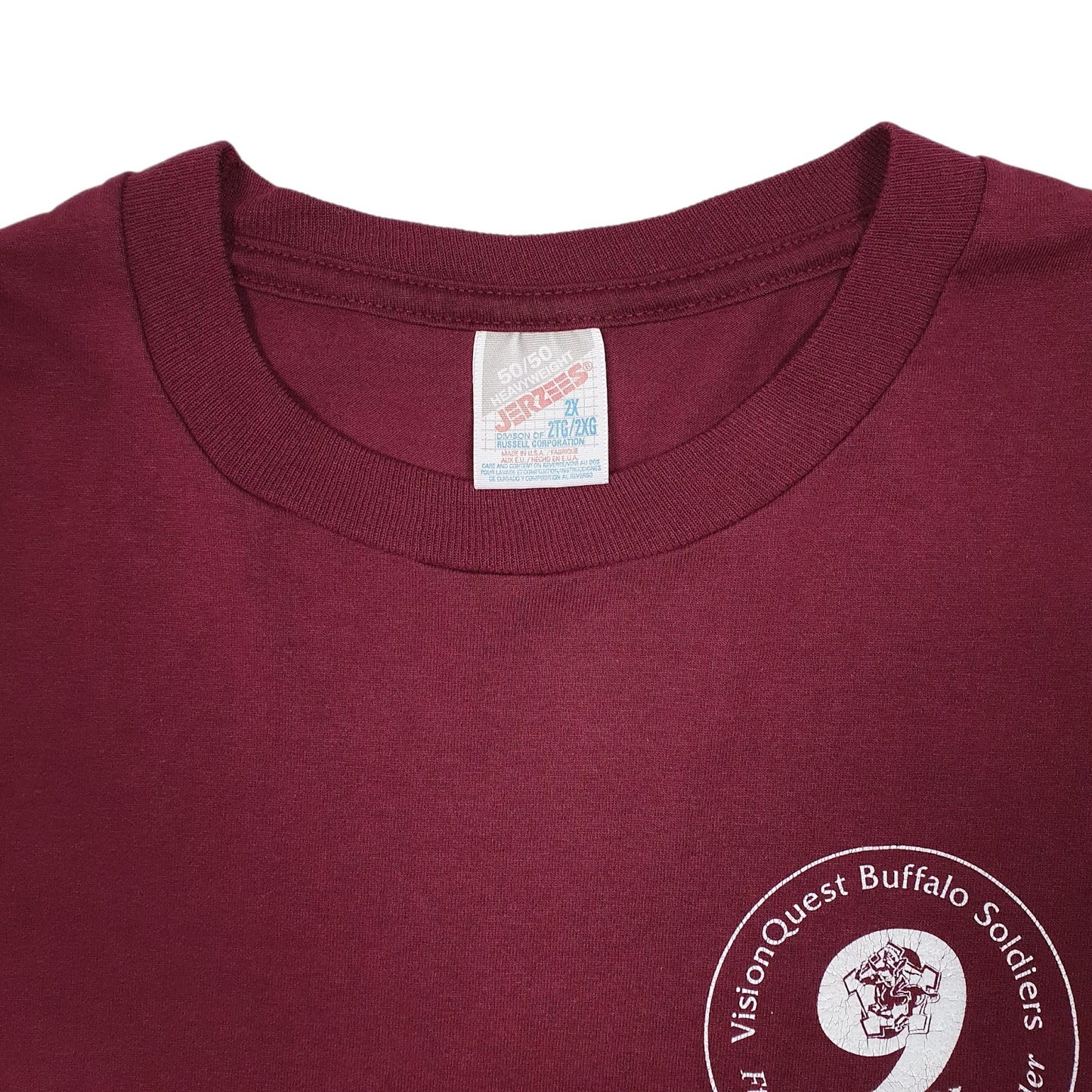 Mens Burgundy Jerzees Vintage 90s Single Stitch  T Shirt