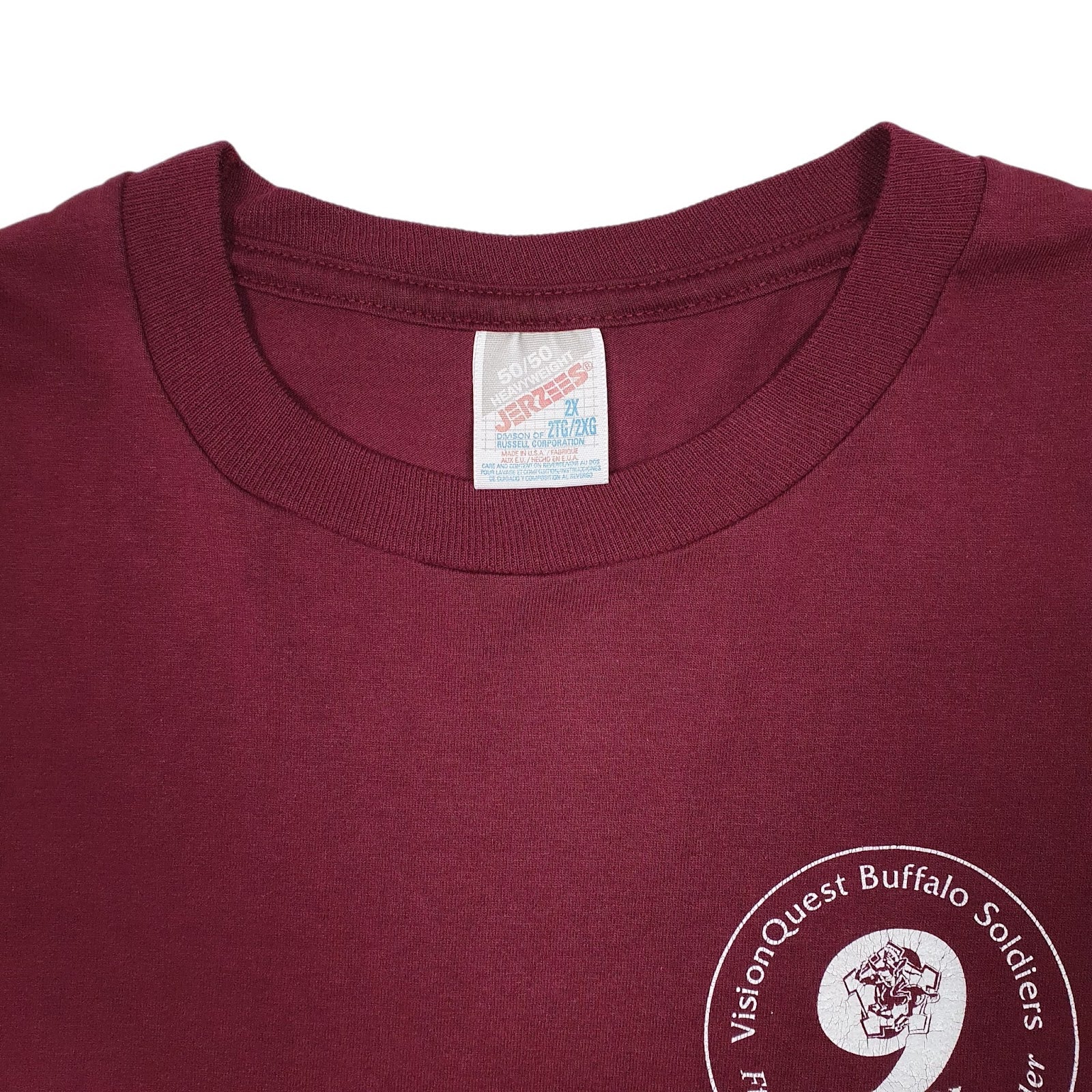 Mens Burgundy Jerzees Vintage 90s Single Stitch  T Shirt