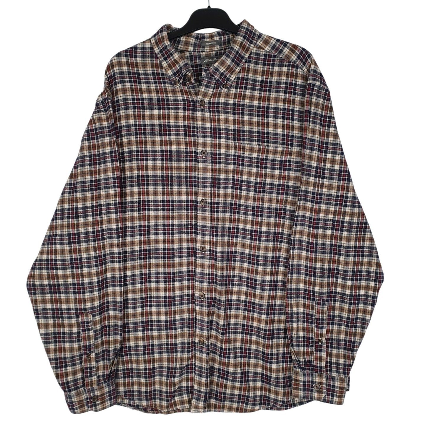 Mens Brown Eddie Bauer Flannel Long Sleeve Shirt