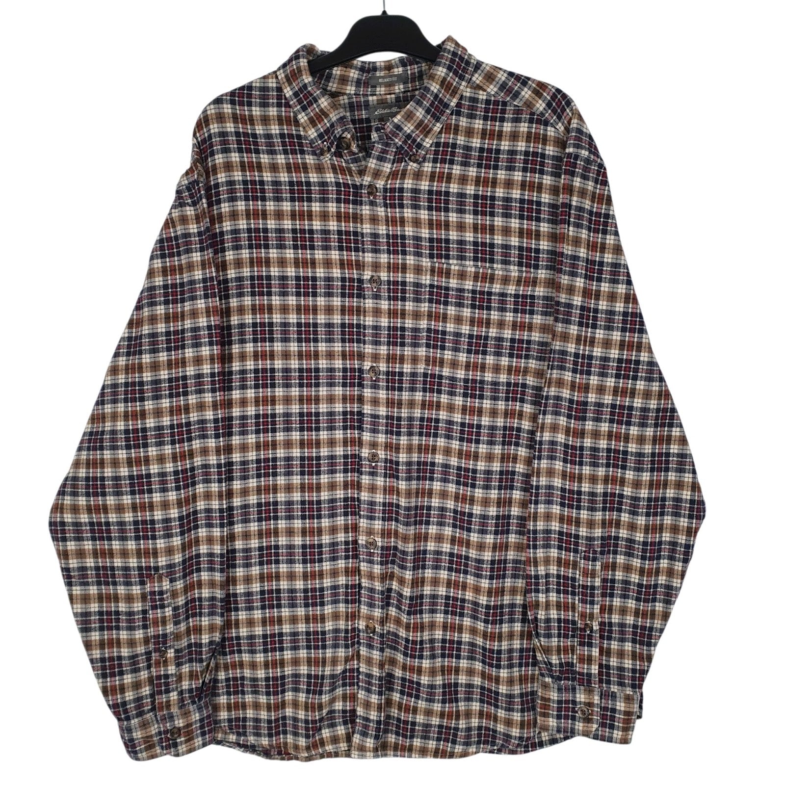 Mens Brown Eddie Bauer Flannel Long Sleeve Shirt