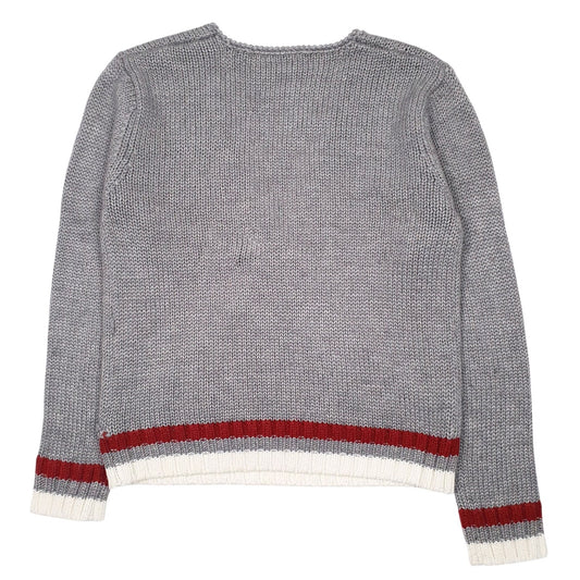 Womens Grey Pepita  V Neck Jumper