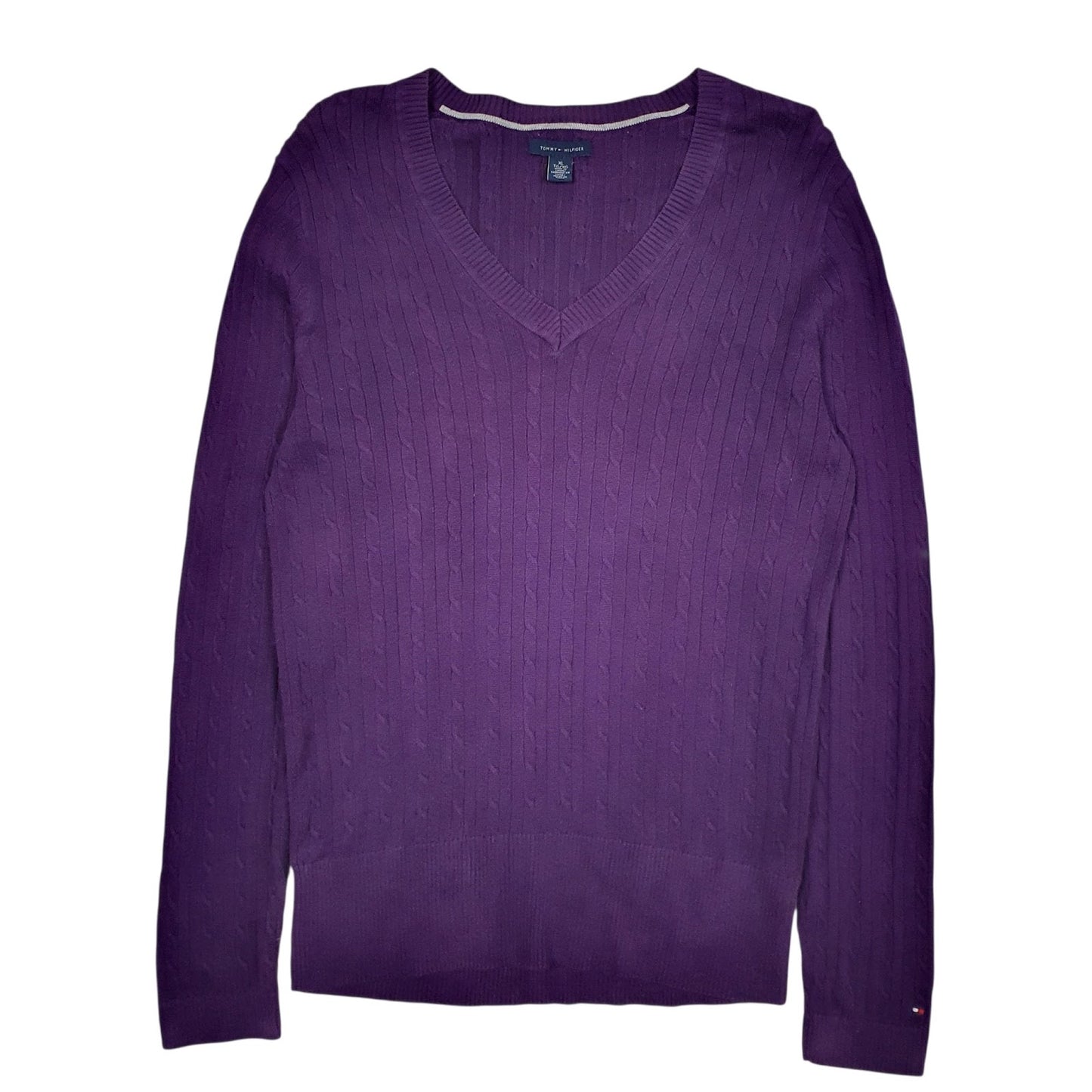 Womens Purple Tommy Hilfiger Cable Knit Crewneck Jumper