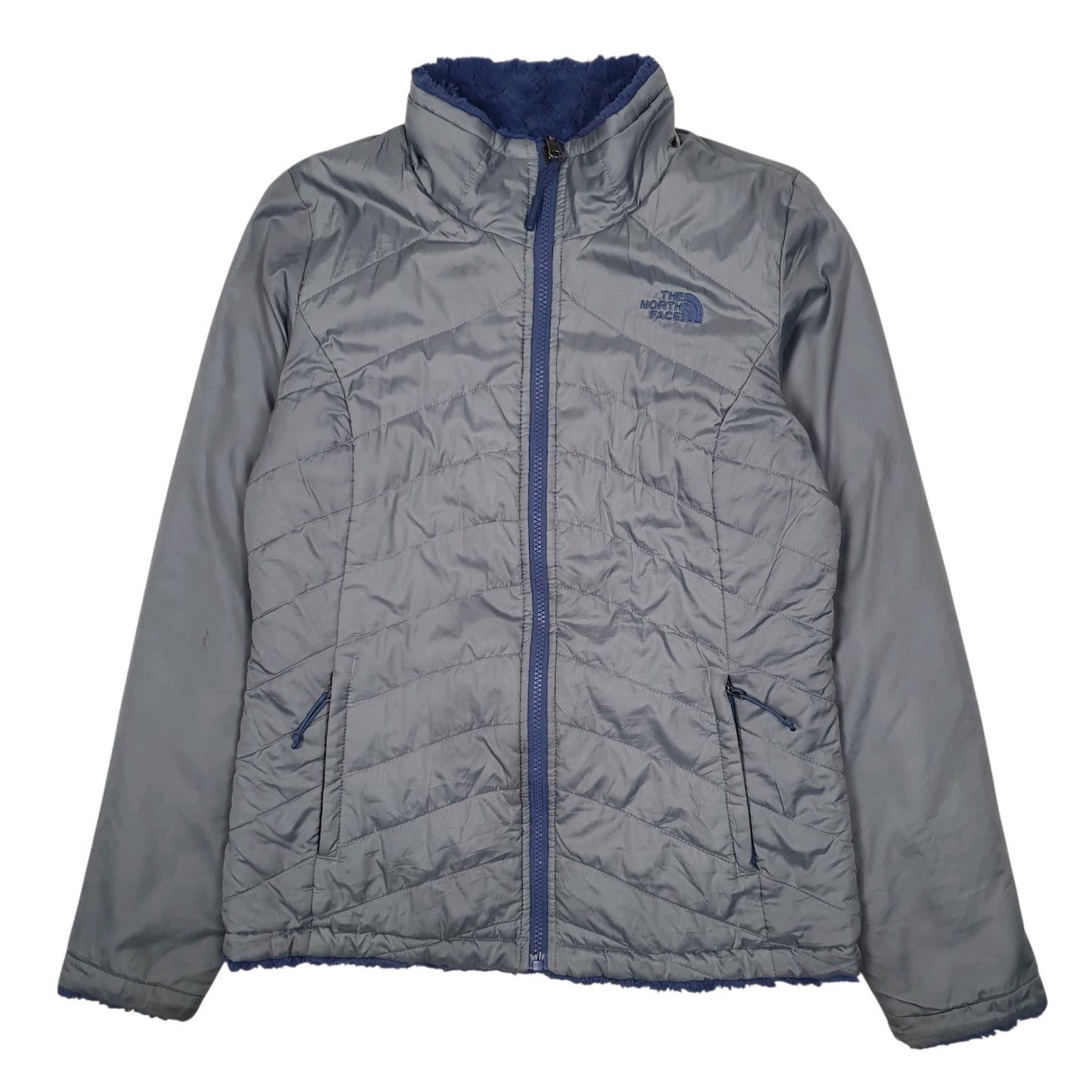 Womens Grey The North Face Reversible Fleece Crewneck Coat