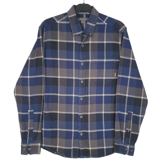 Mens Blue Eddie Bauer Flannel Long Sleeve Shirt