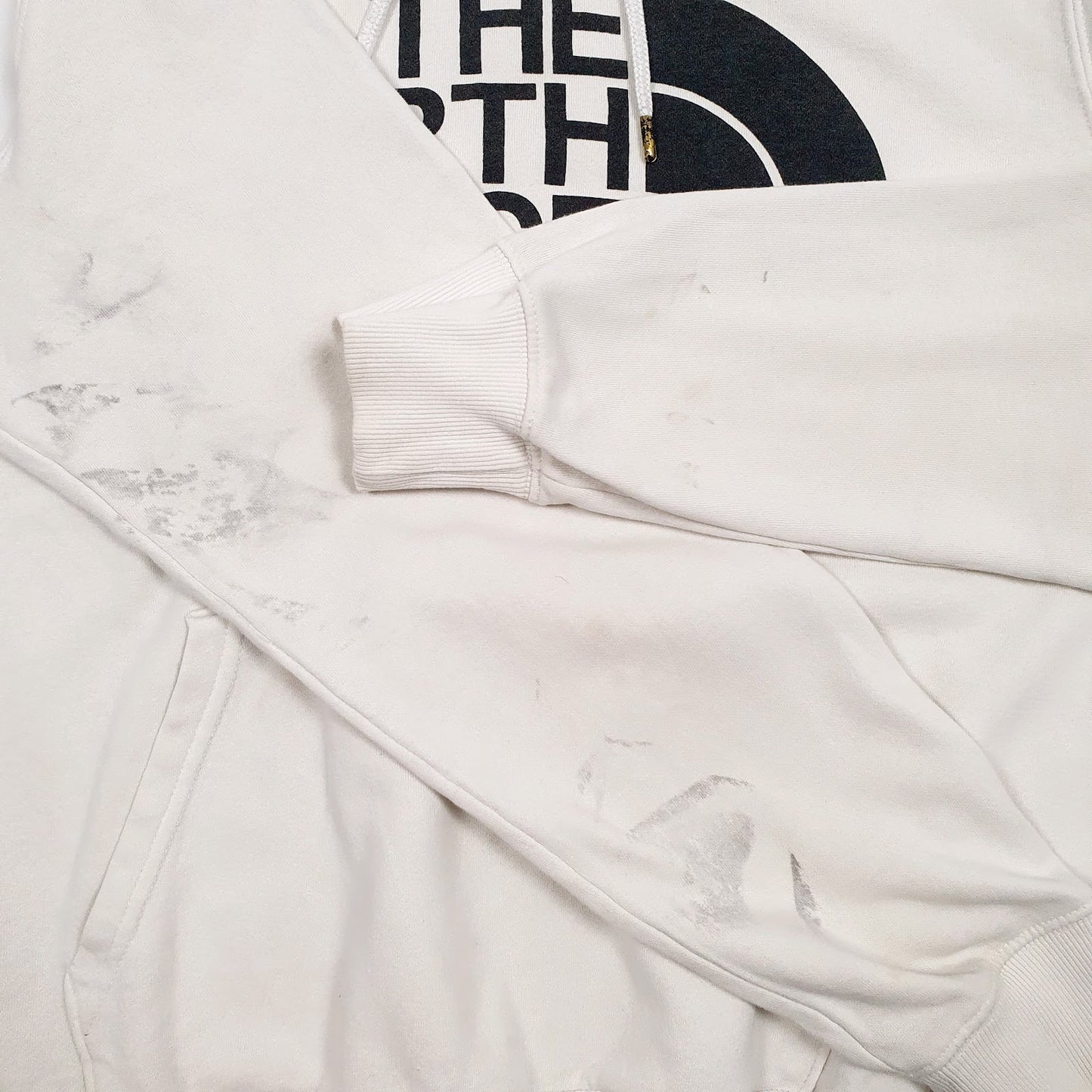 Mens Cream The North Face Spellout Hoodie Jumper