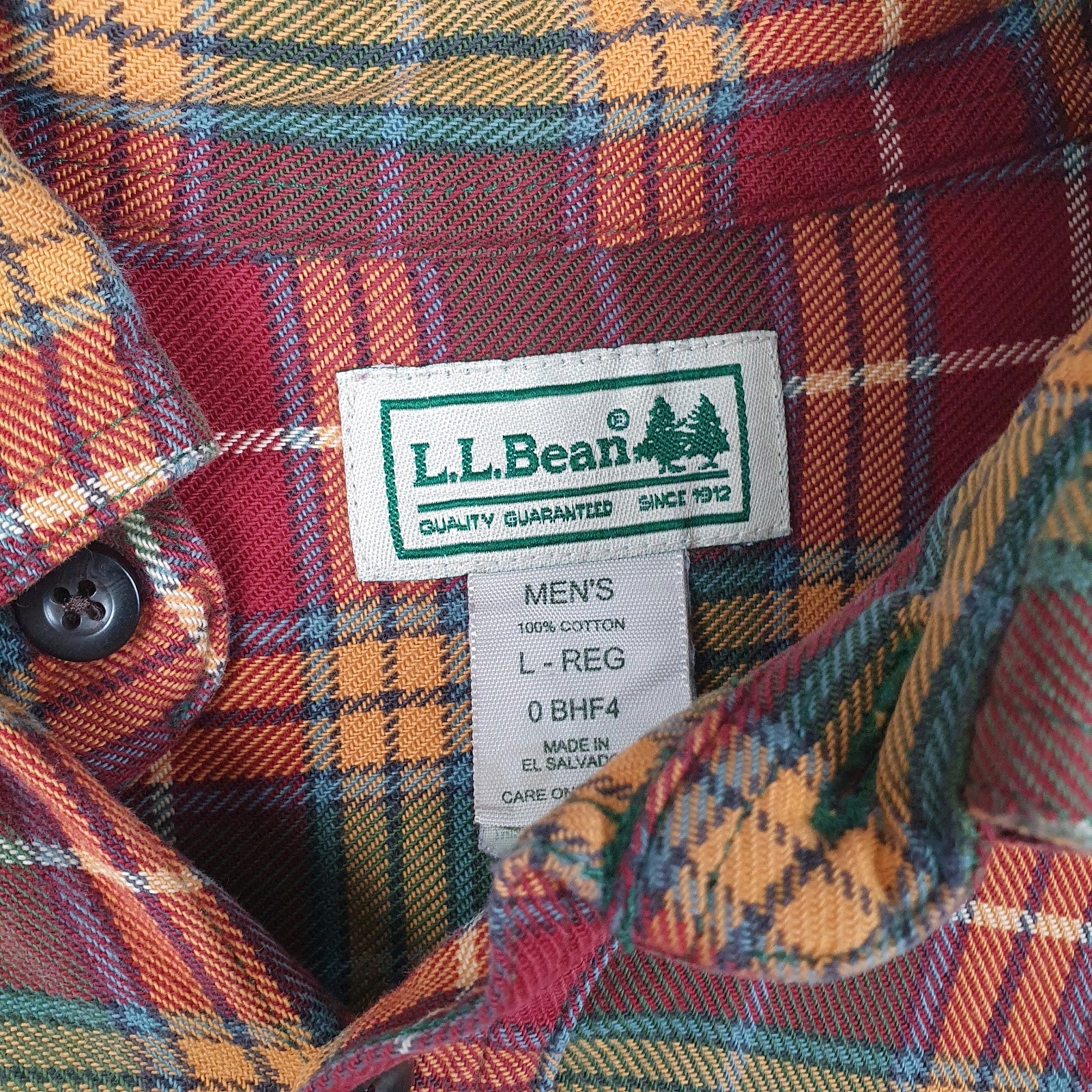 Mens Green L.L.Bean Flannel  Shirt