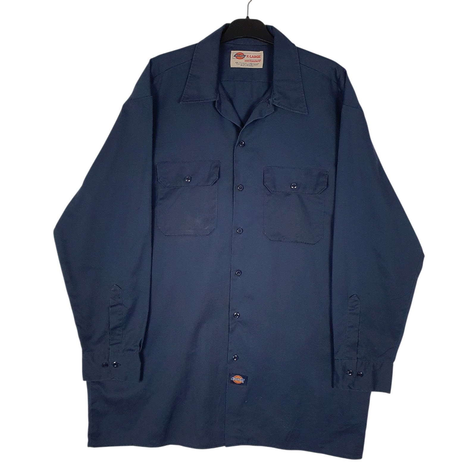 Mens Navy Dickies Workwear Long Sleeve Shirt