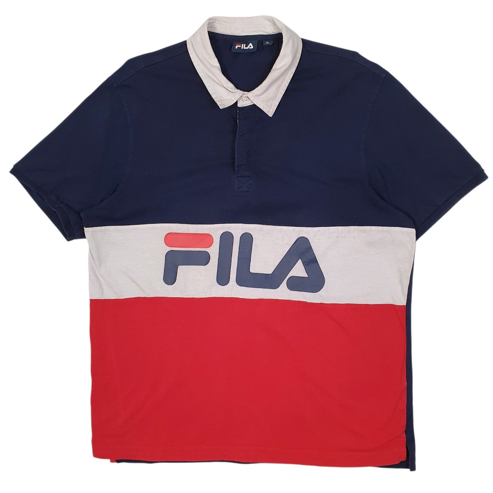 Mens Navy Fila  Hoodie Polo Shirt