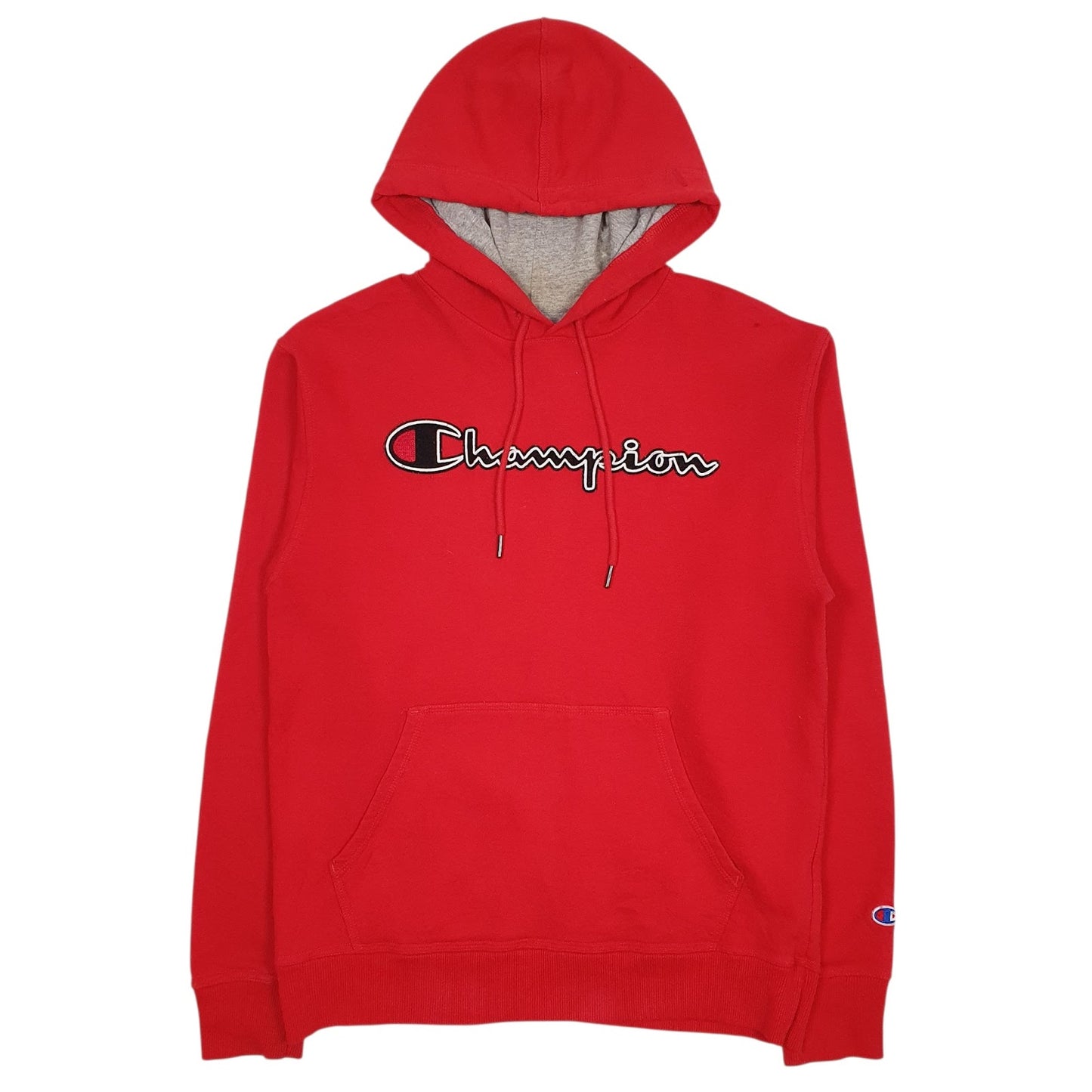Mens Red Champion Spellout Hoodie Jumper
