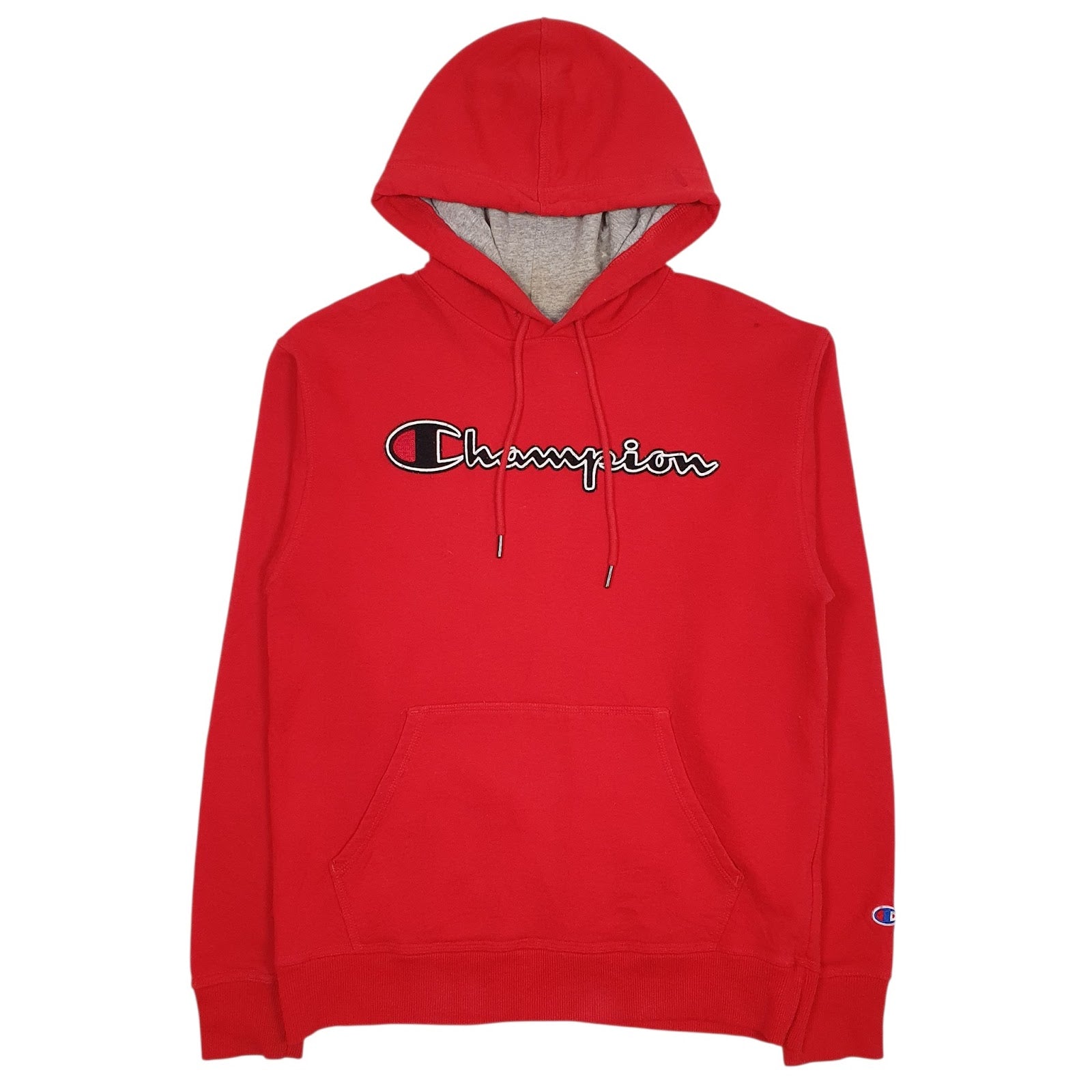 Mens Red Champion Spellout Hoodie Jumper