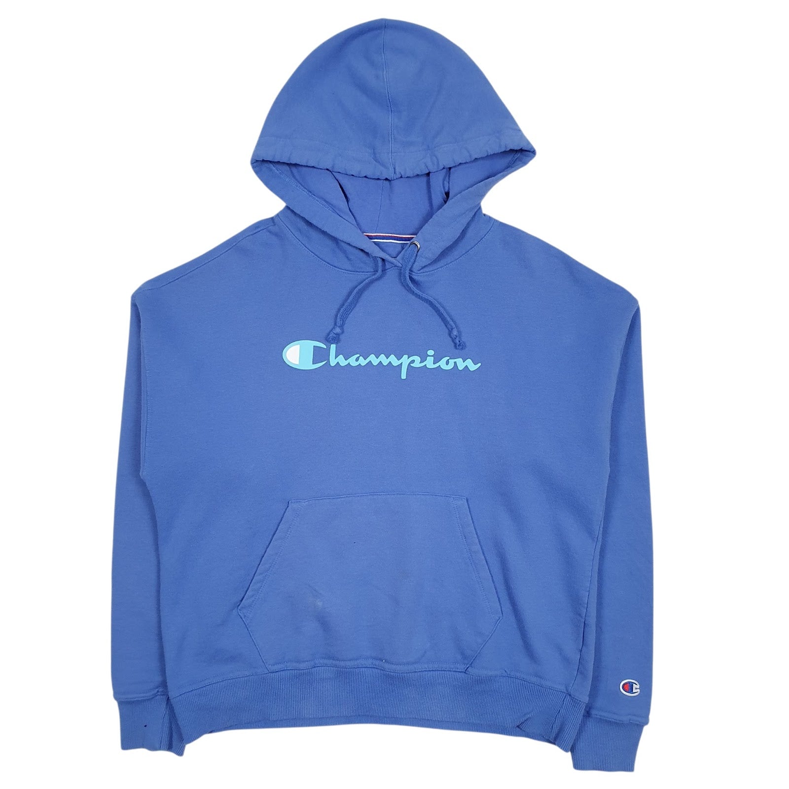 Womens Blue Champion Spellout Hoodie Jumper