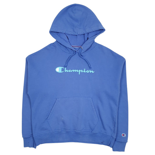 Womens Blue Champion Spellout Hoodie Jumper
