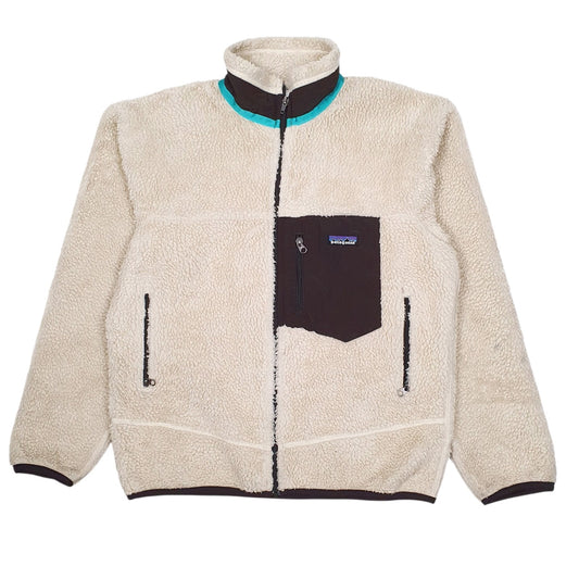 Mens Cream Patagonia Classic Retro X Sherpa Pile Fleece Full Zip Jumper