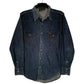 Mens Blue Wrangler Denim Western Cowboy Shacket Long Sleeve Shirt
