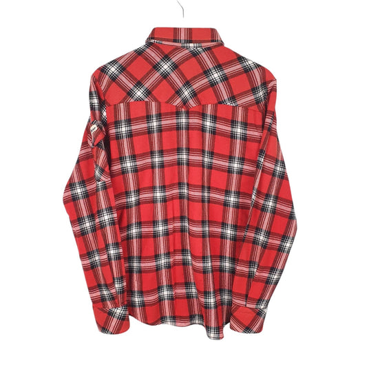 Mens Red Cobor Vintage Flannel Button Up  Shirt