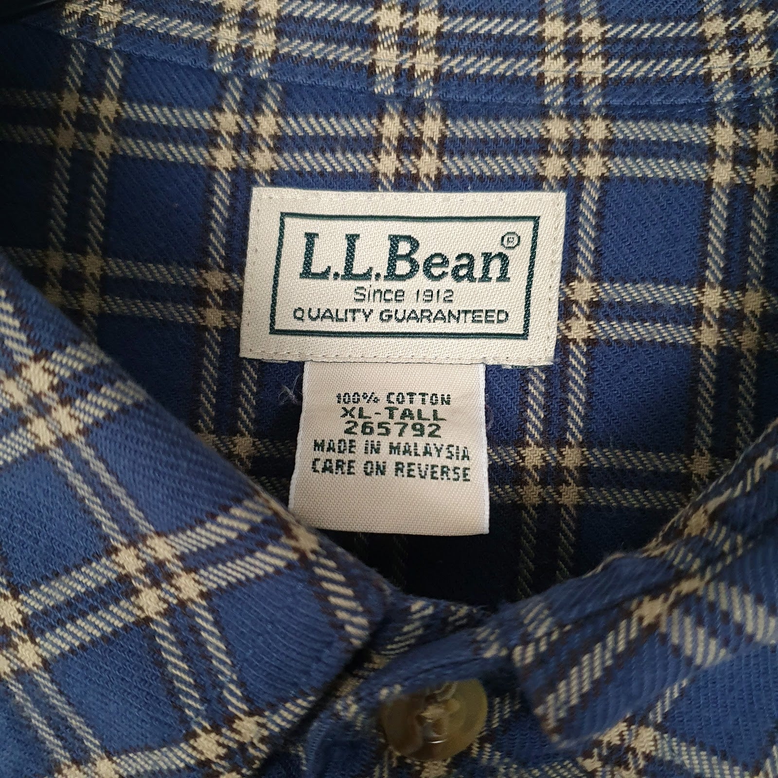 Mens Blue L.L.Bean Flannel  Shirt