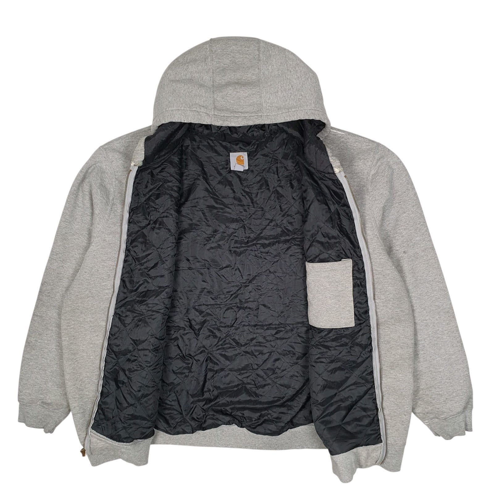 Mens Grey Carhartt Hoodie Quilt Lined Full Zip Jumper