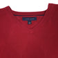 Mens Red Tommy Hilfiger  V Neck Jumper