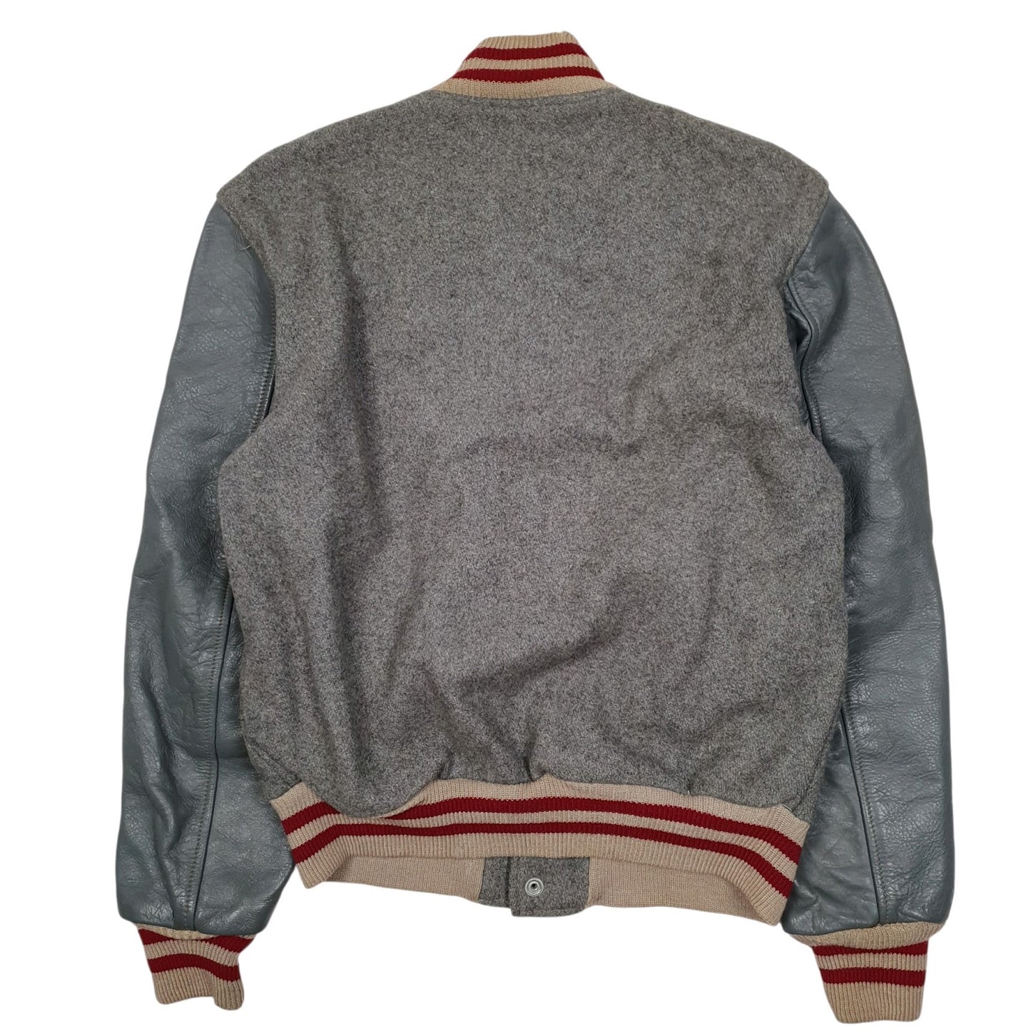 Mens Grey Stonebriar Waxlers Varsity Leather College Vintags 1980s  Coat