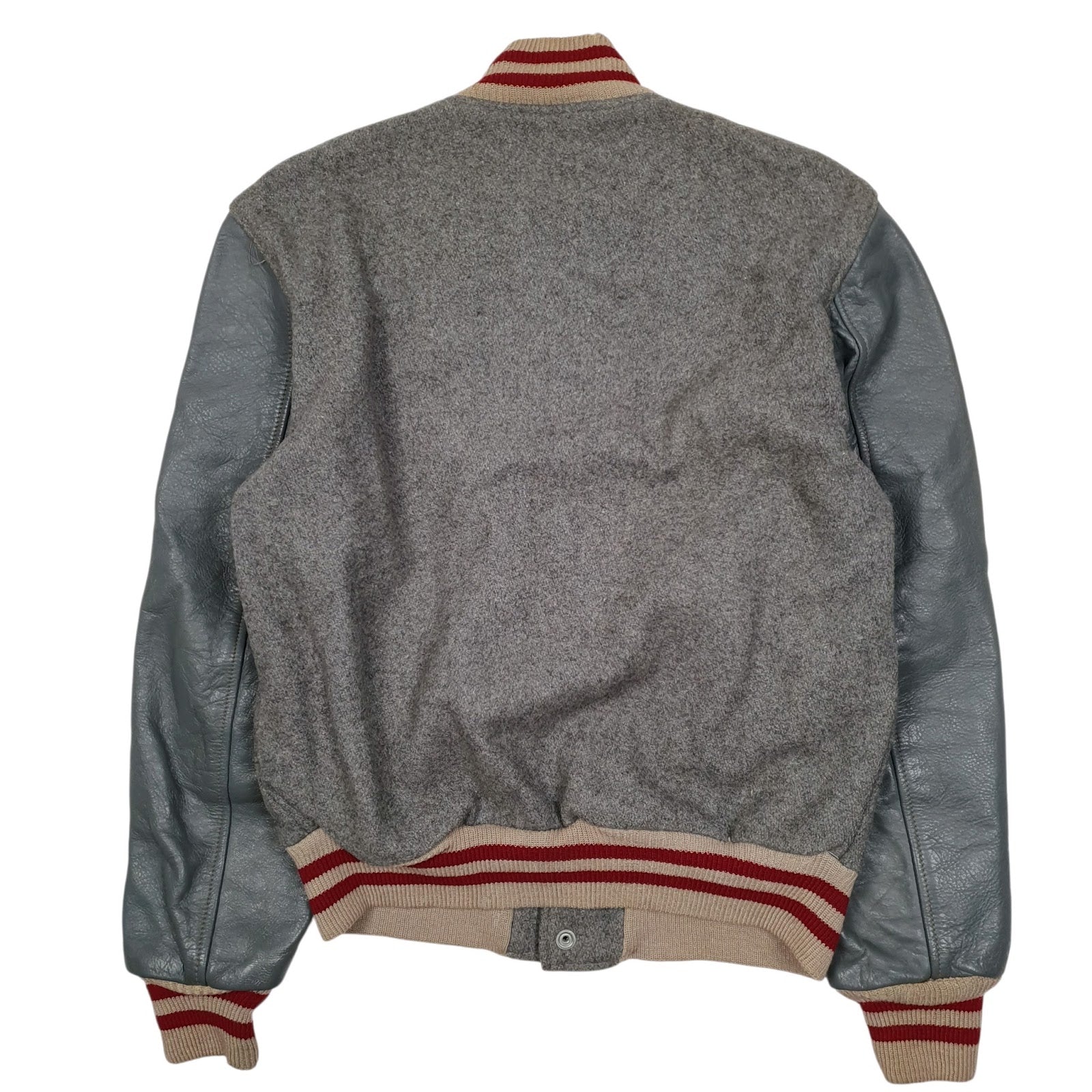 Mens Grey Stonebriar Waxlers Varsity Leather College Vintags 1980s  Coat