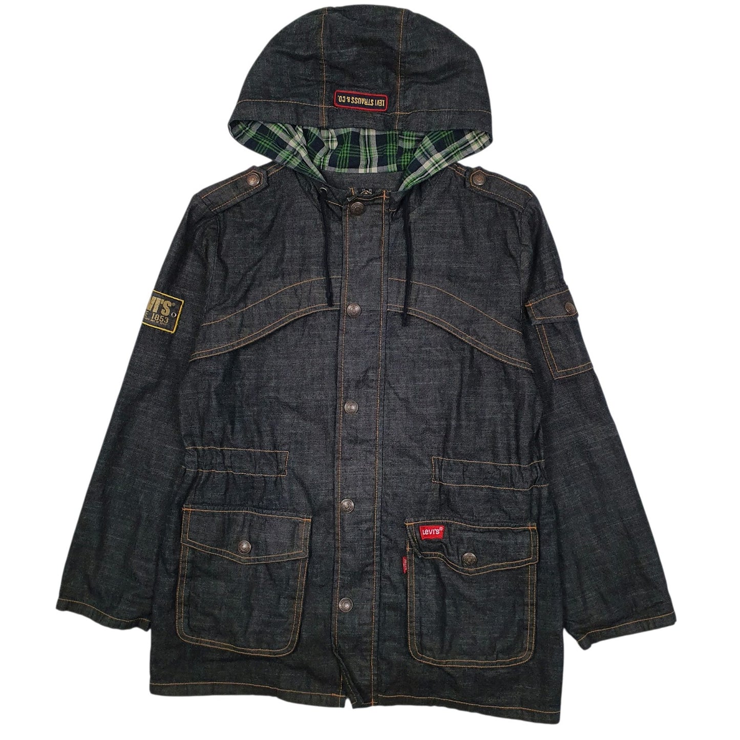 Womens Navy Levis Denim Longline  Coat