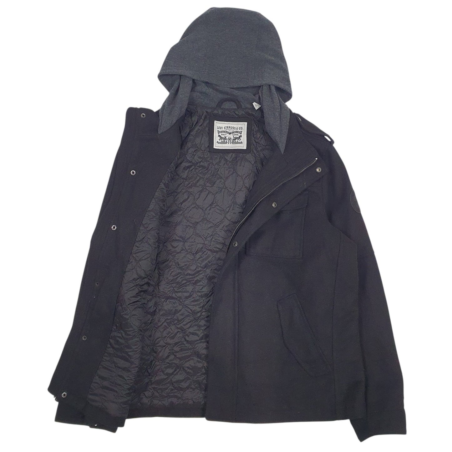 Mens Black Levis   Coat