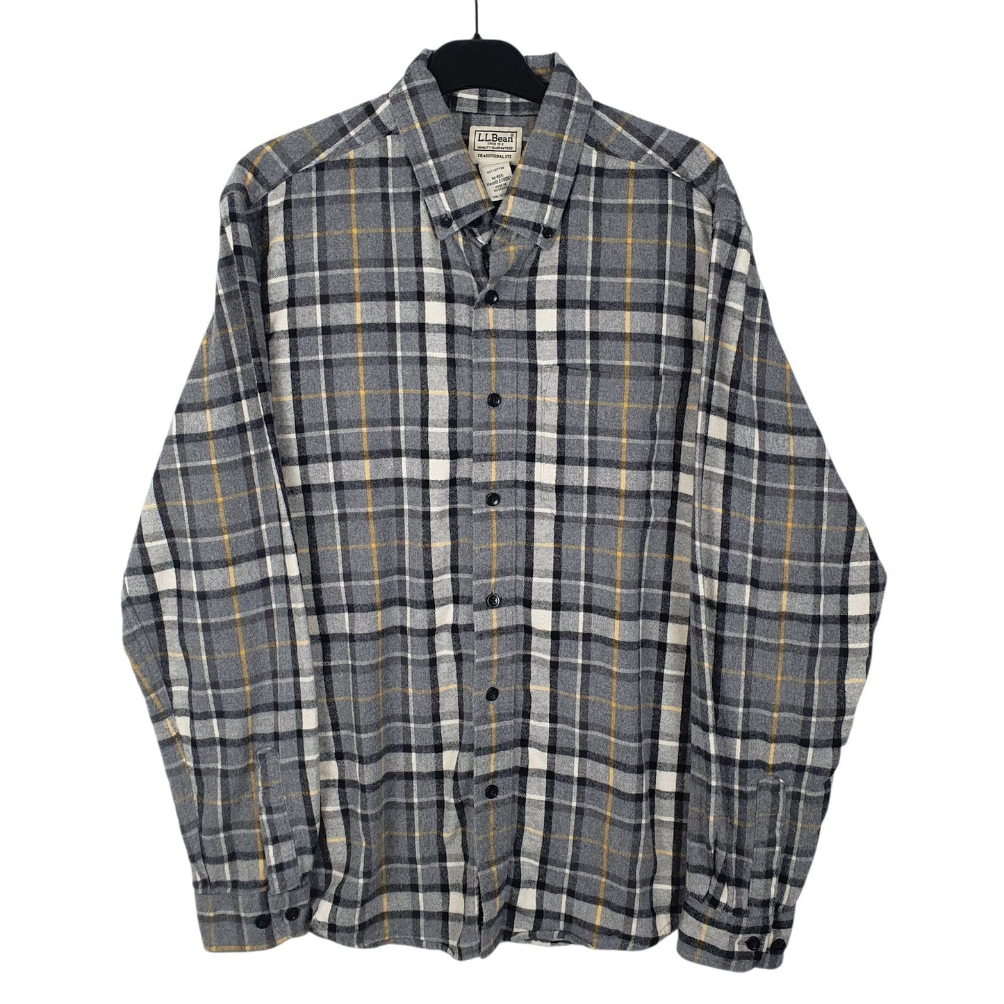 Mens Grey L.L.Bean Flannel Long Sleeve Shirt