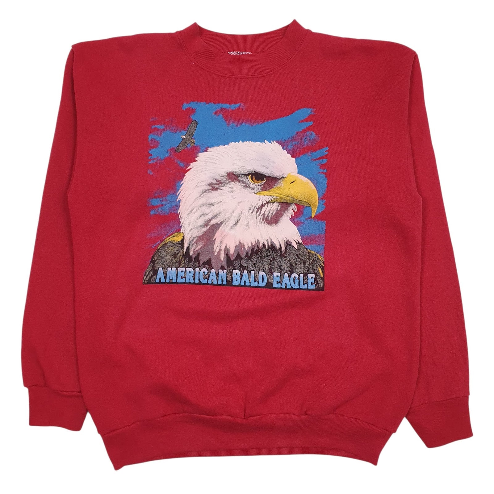 Mens Red Tultex Graphic Vintage 90s Made In USA Crewneck Jumper