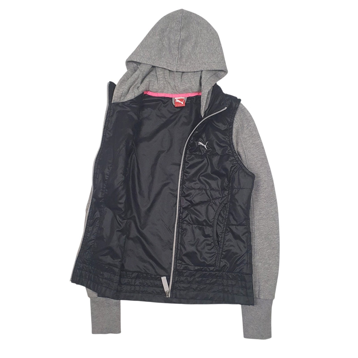 Womens Black Puma Padded Full Zip Jumper