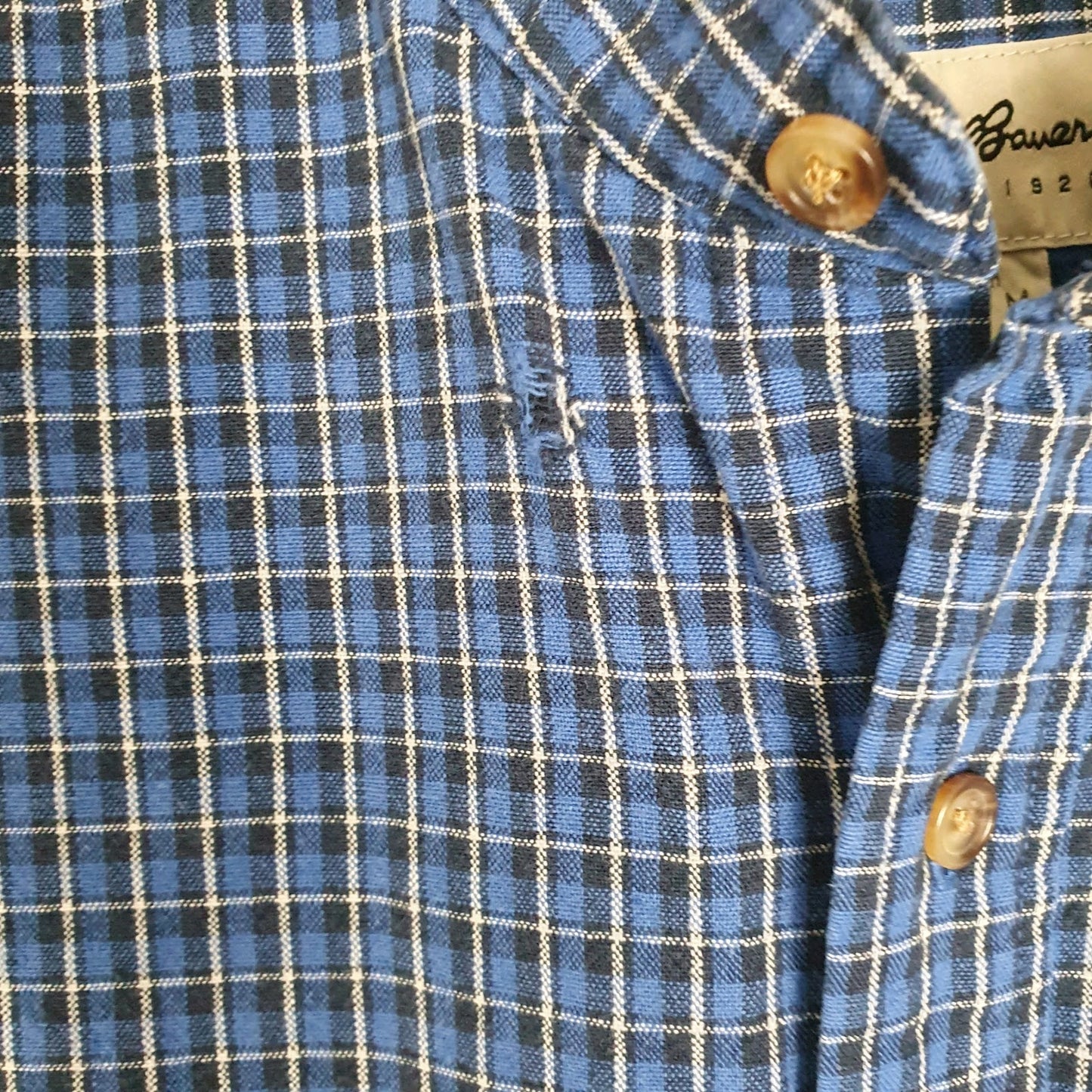 Mens Blue Eddie Bauer Vintage 00s Heavyweight Plaid Canvas  Shirt