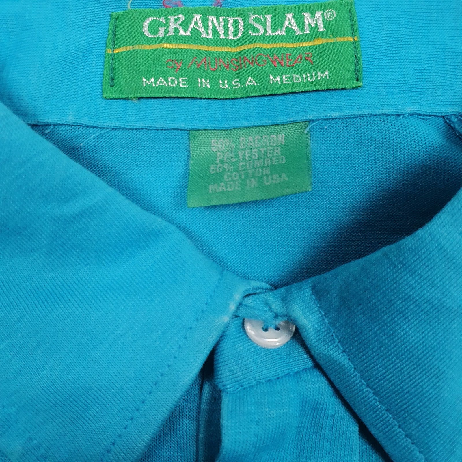 Mens Blue Munsingwear Penguin Grandslam Golf Vintage 90s Made In USA  Polo Shirt