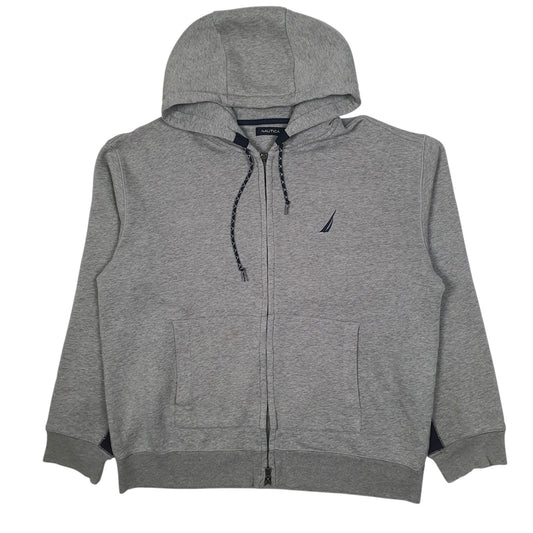 Mens Grey Nautica Hoodie Full Zip Jumper