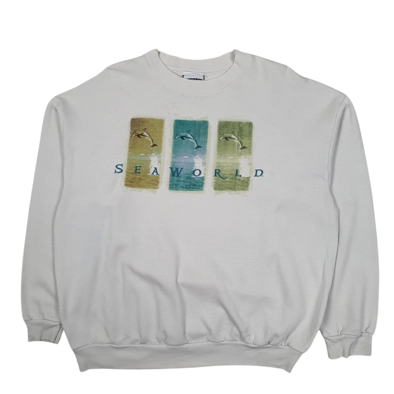 Mens White Lee Vintage 90s Seaworld Crewneck Jumper