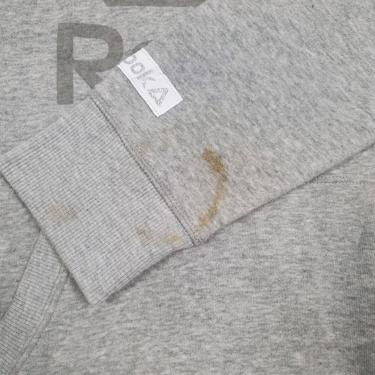 Mens Grey Reebok Spellout Hoodie Jumper