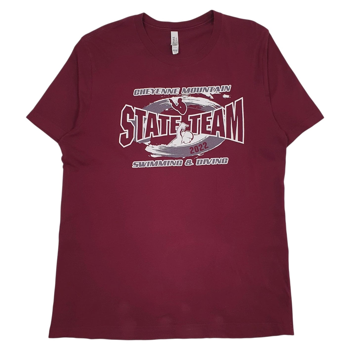 Mens Burgundy Canvas Cheyenne Mountain State Team Short Sleeve T Shirt
