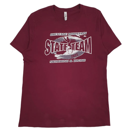 Mens Burgundy Canvas Cheyenne Mountain State Team Short Sleeve T Shirt