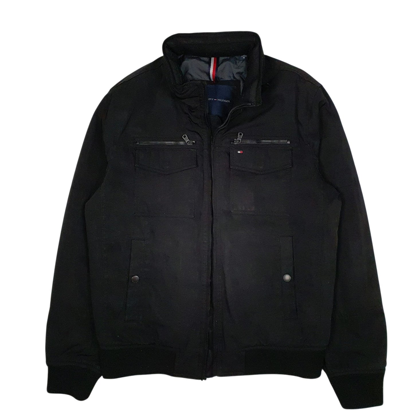 Mens Black Tommy Hilfiger Padded Windbreaker  Coat