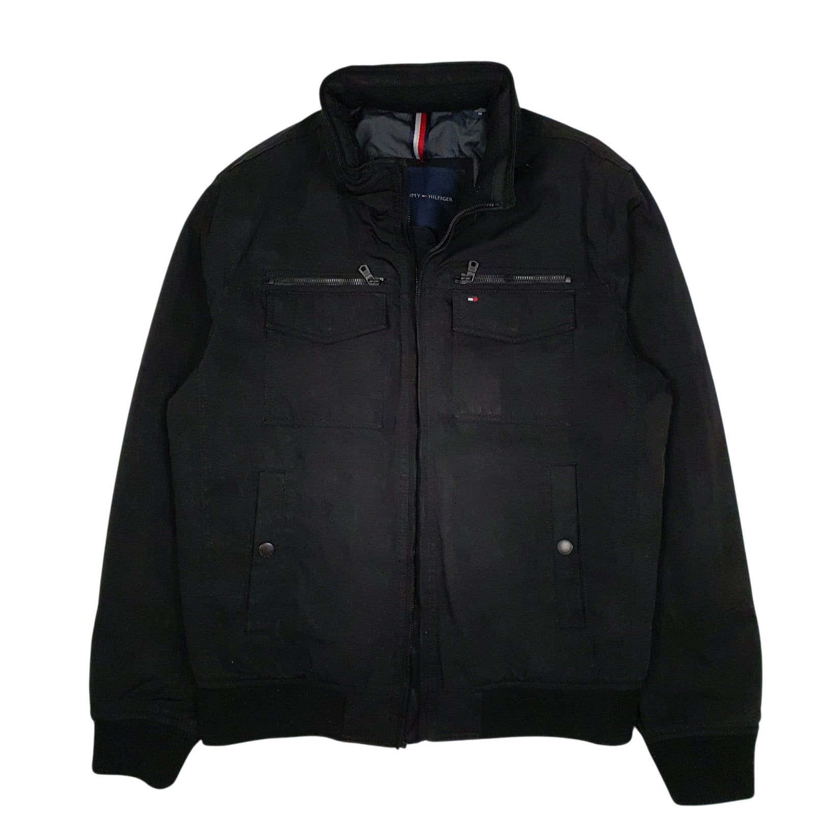Mens Black Tommy Hilfiger Padded Windbreaker  Coat