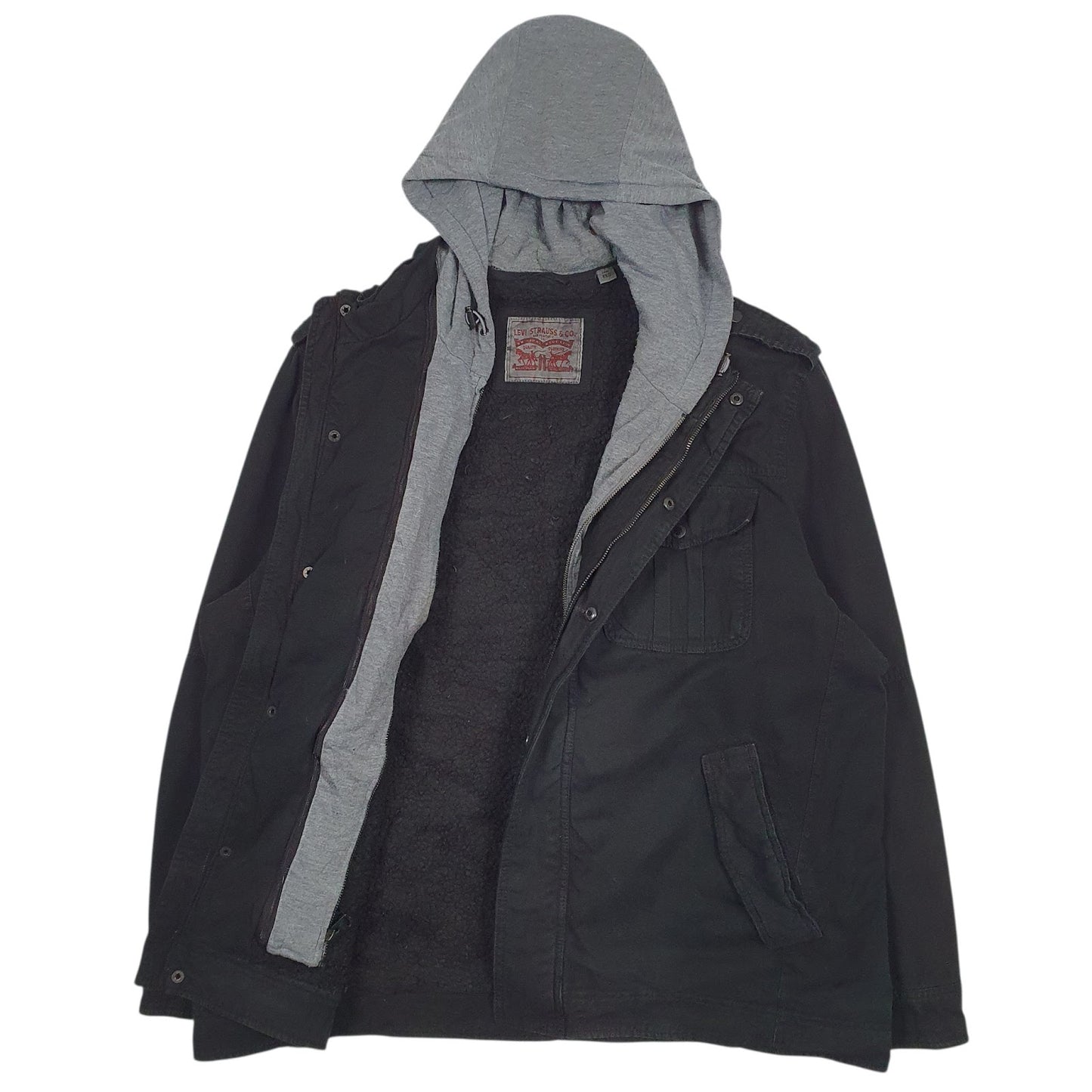 Mens Black Levis Sherpa Lined  Coat