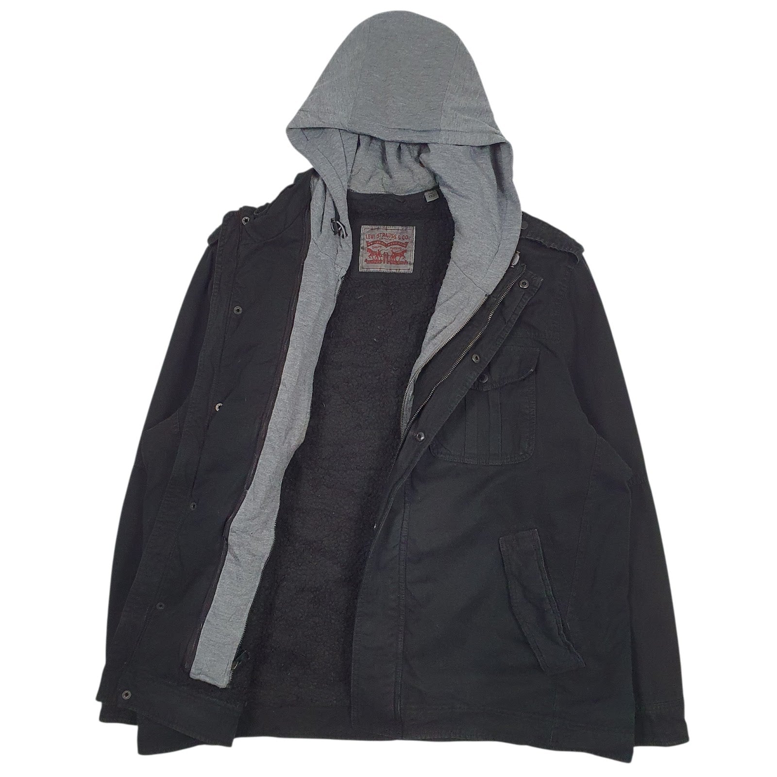 Mens Black Levis Sherpa Lined  Coat