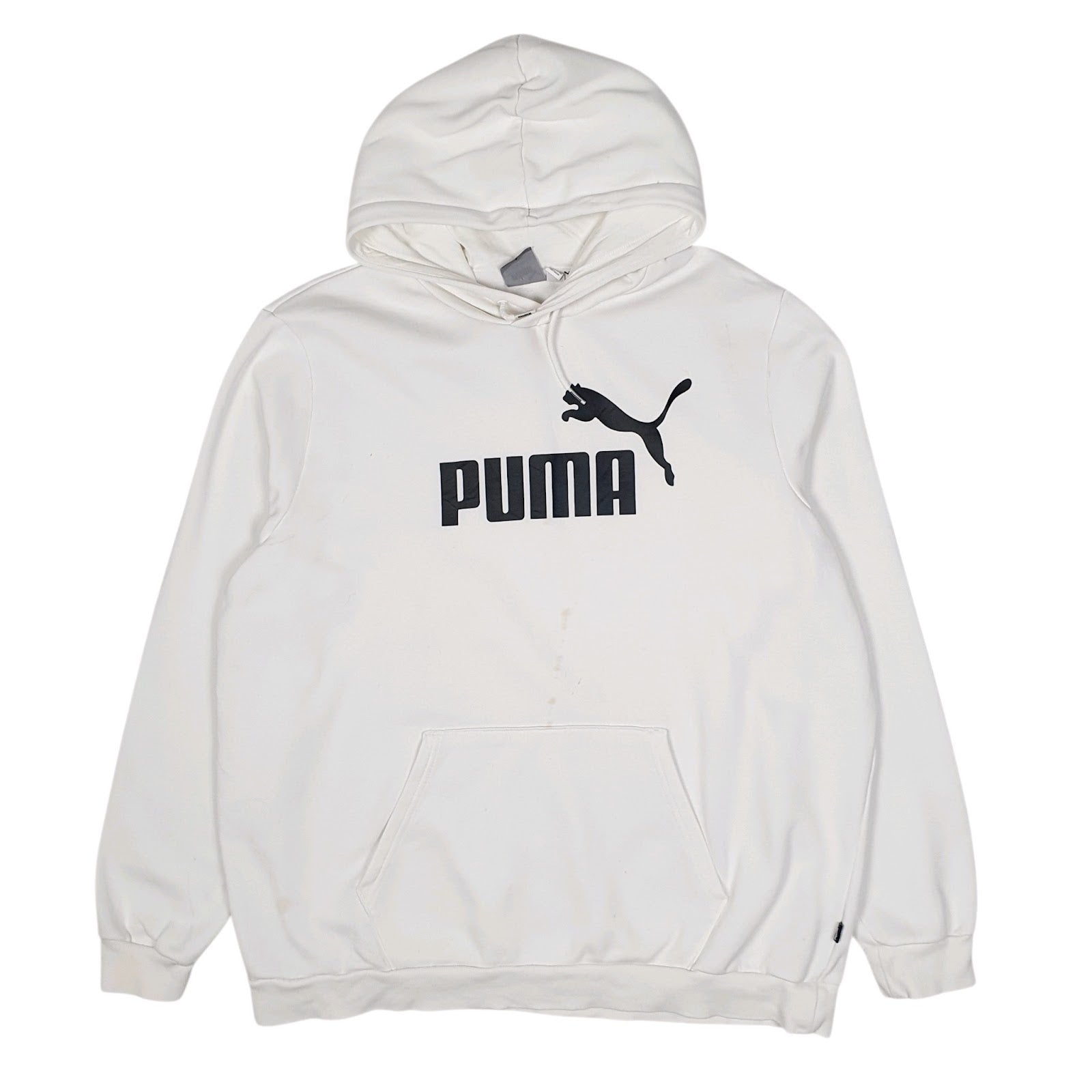 Mens White Puma  Hoodie Jumper