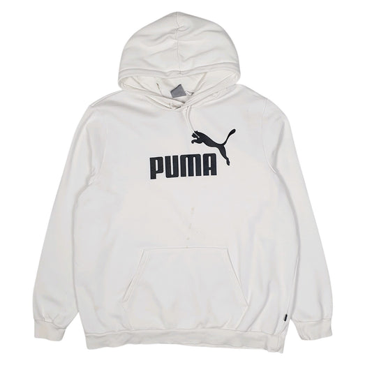 Mens White Puma  Hoodie Jumper