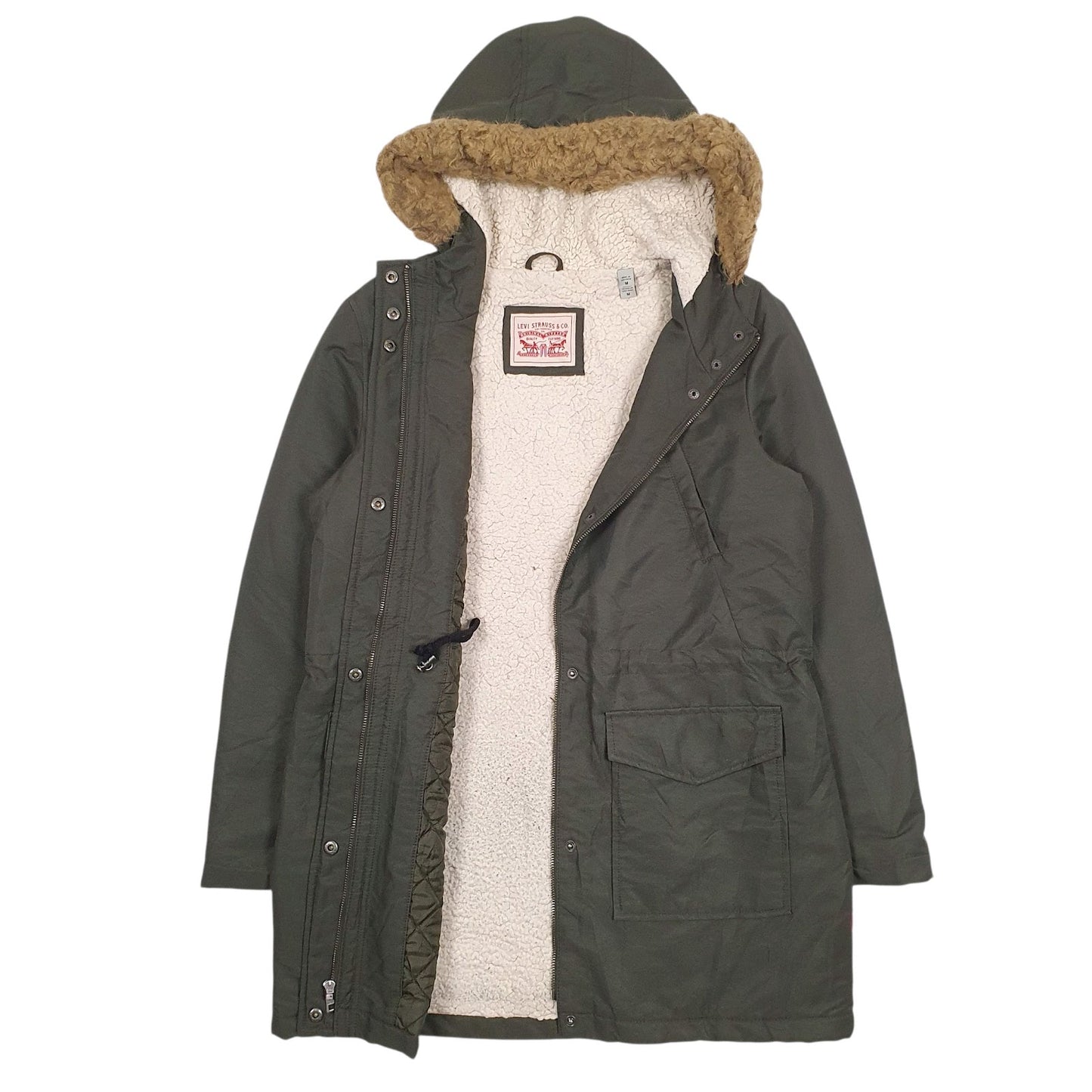 Mens Green Levis Sherpa Lined  Coat