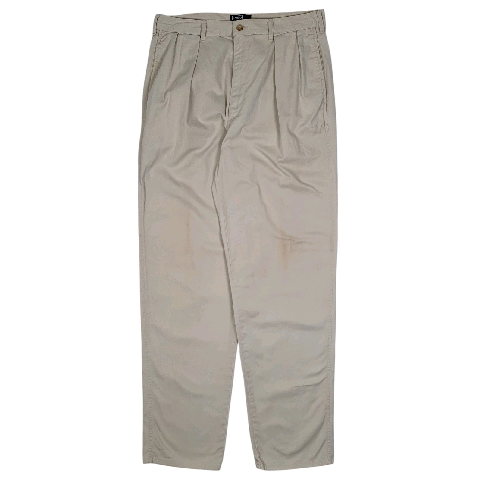 Mens Cream Polo Ralph Lauren Vintage 1980s Made In USA Chino Trousers